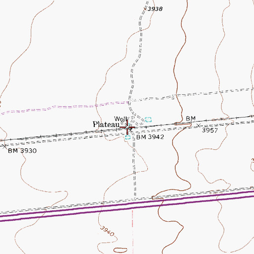 Topographic Map of Plateau, TX