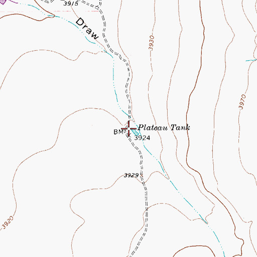 Topographic Map of Plateau Tank, TX