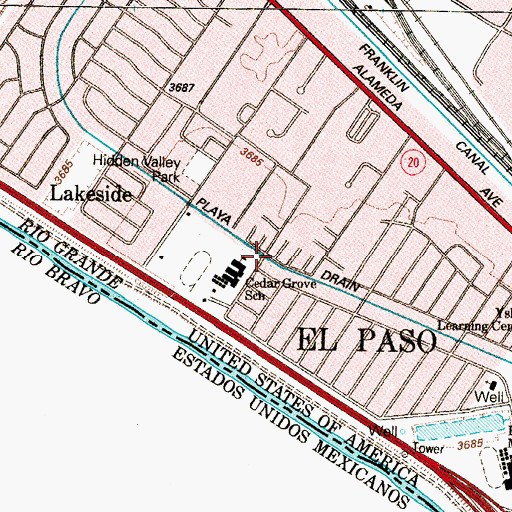 Topographic Map of Playa Drain, TX