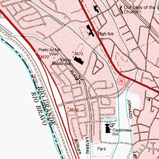 Topographic Map of Playa Lateral, TX
