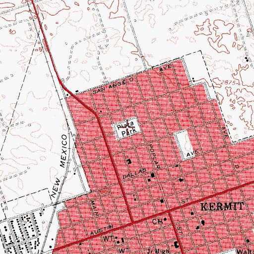 Topographic Map of Plaza Park, TX