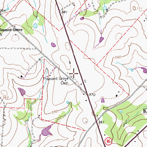 Topographic Map of Pleasant Grove Cemetery, TX