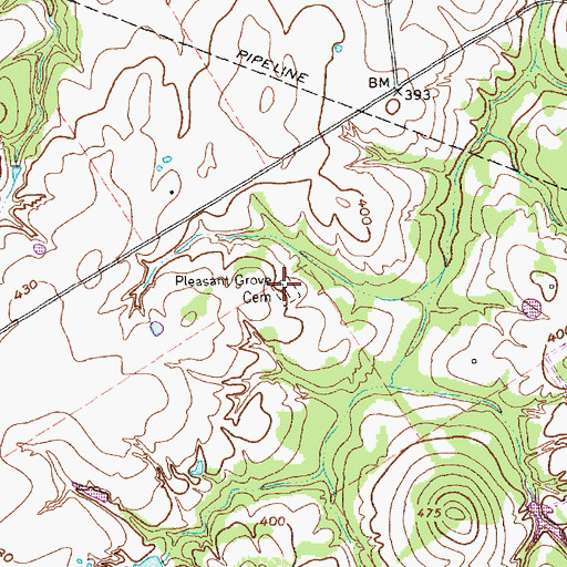 Topographic Map of Pleasant Grove Cemetery, TX
