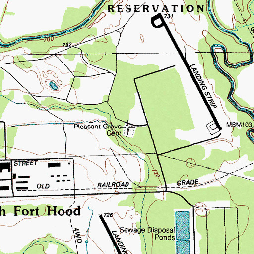 Topographic Map of Pleasant Grove Cemetery, TX