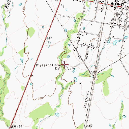 Topographic Map of Pleasant Grove Cemetery, TX