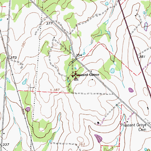 Topographic Map of Pleasant Grove Church, TX