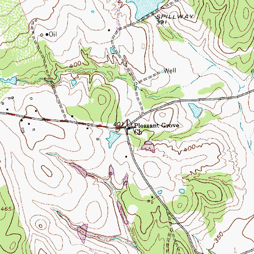 Topographic Map of Pleasant Grove Church, TX