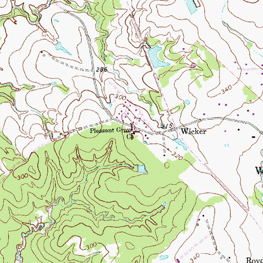 Topographic Map of Pleasant Grove Church, TX