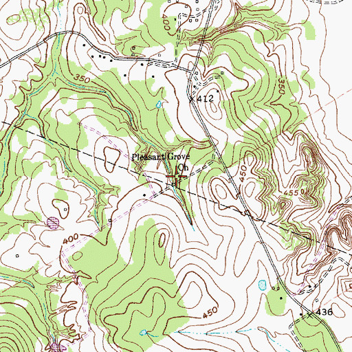 Topographic Map of Pleasant Grove Church, TX