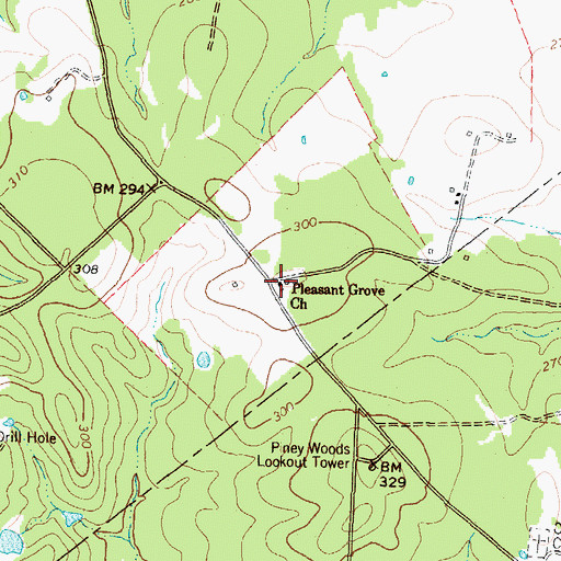 Topographic Map of Pleasant Grove Church, TX