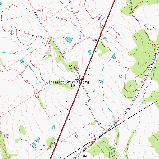 Topographic Map of Pleasant Grove Church, TX