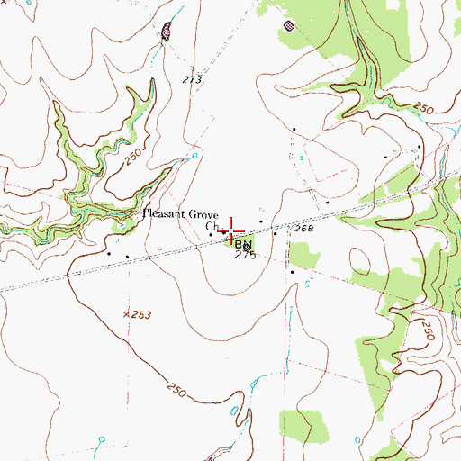 Topographic Map of Pleasant Grove Church, TX
