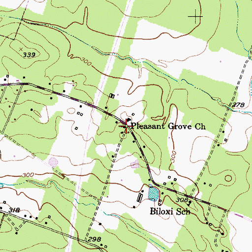 Topographic Map of Pleasant Grove Church, TX