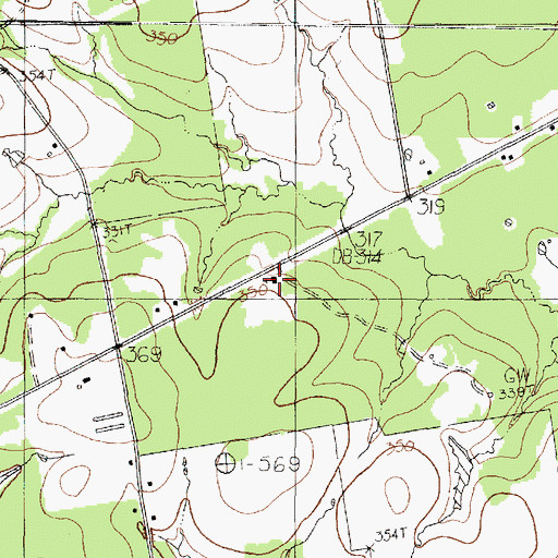 Topographic Map of Pleasant Grove Church, TX