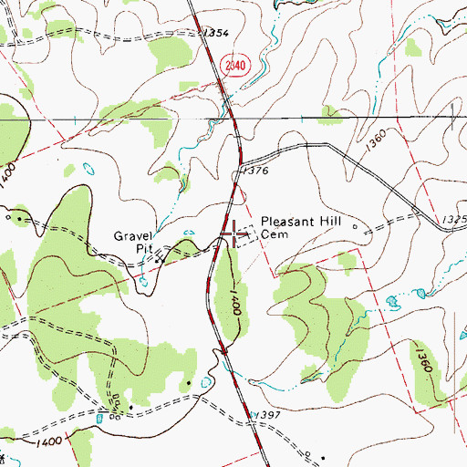 Topographic Map of Pleasant Hill Cemetery, TX