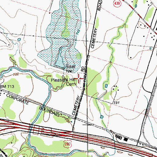 Topographic Map of Pleasant Hill Cemetery, TX