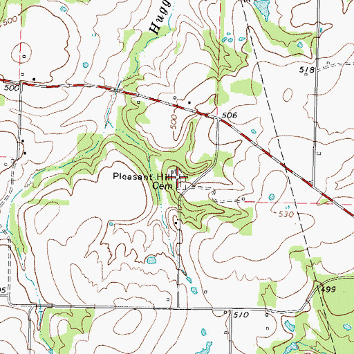 Topographic Map of Pleasant Hill Cemetery, TX