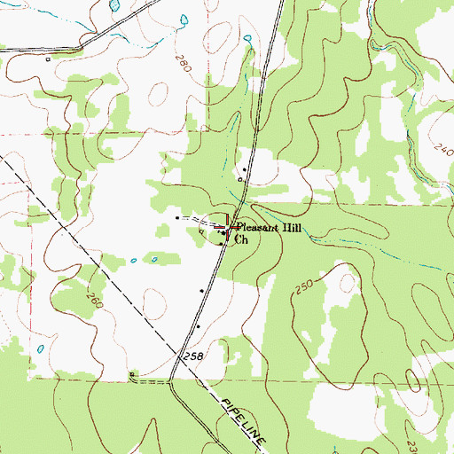 Topographic Map of Pleasant Hill Methodist Church, TX