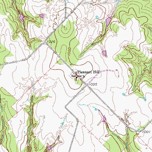 Topographic Map of Pleasant Hill Church, TX
