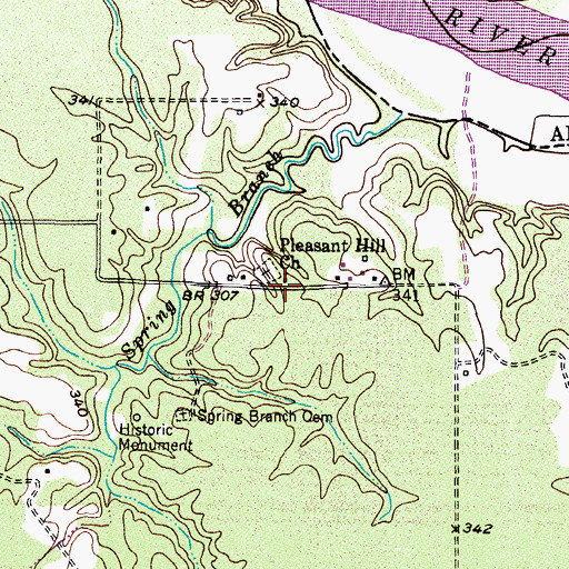 Topographic Map of Pleasant Hill Church, TX