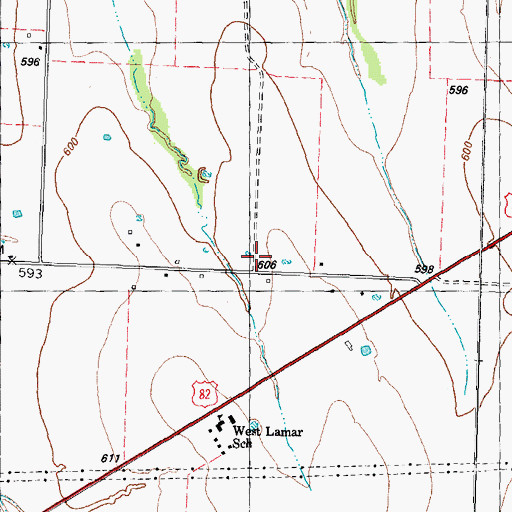 Topographic Map of Pleasant Hill School, TX
