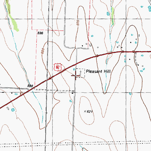 Topographic Map of Pleasant Hill School, TX