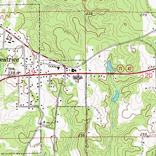 Topographic Map of J F Shields High School, AL