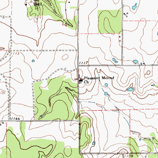 Topographic Map of Pleasant Mound Church, TX