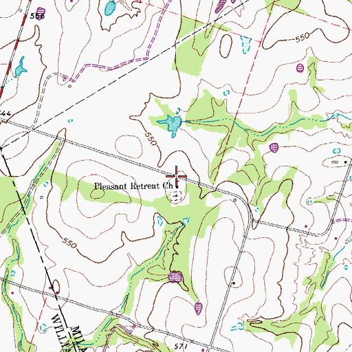 Topographic Map of Pleasant Retreat Church, TX