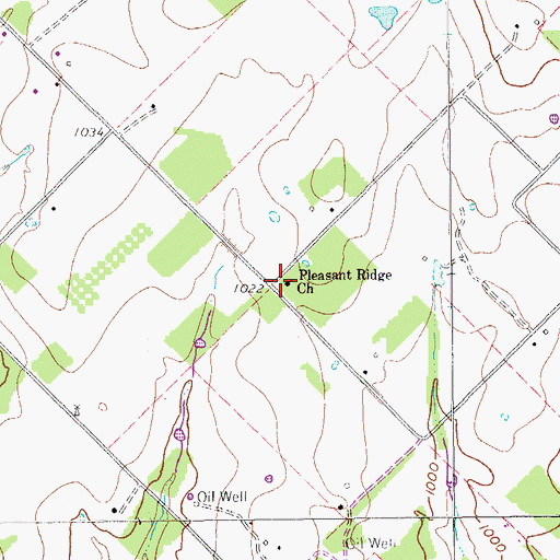 Topographic Map of Pleasant Ridge Church, TX