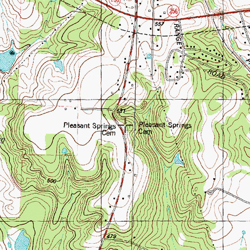 Topographic Map of Pleasant Springs Cemetery, TX