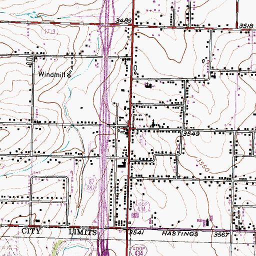Topographic Map of Pleasant Valley, TX