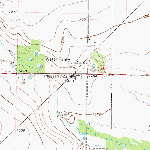 Topographic Map of Pleasant Valley Cemetery, TX