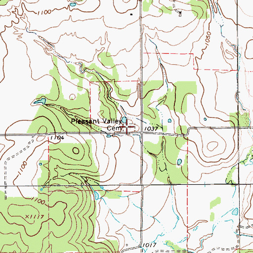 Topographic Map of Pleasant Valley Cemetery, TX