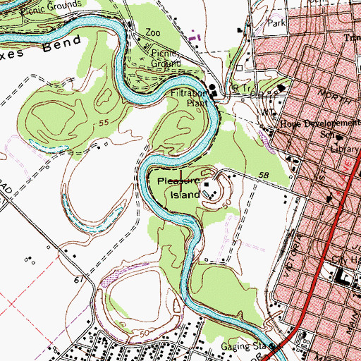Topographic Map of Pleasure Island, TX