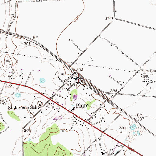 Topographic Map of Plum, TX