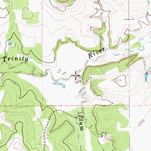 Topographic Map of Plum Creek, TX