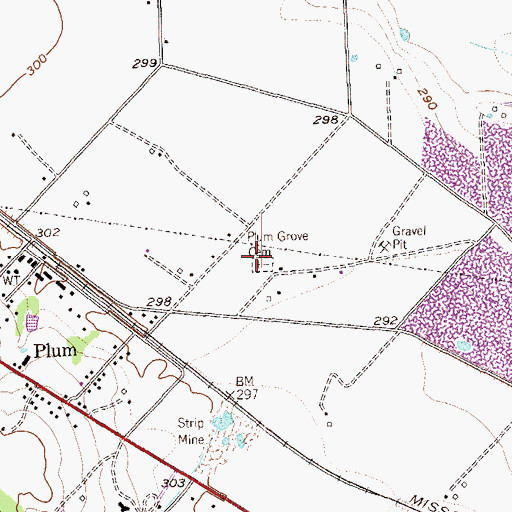 Topographic Map of Plum Grove Cemetery, TX