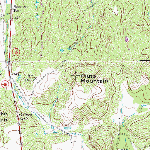 Topographic Map of Pluto Mountain, TX