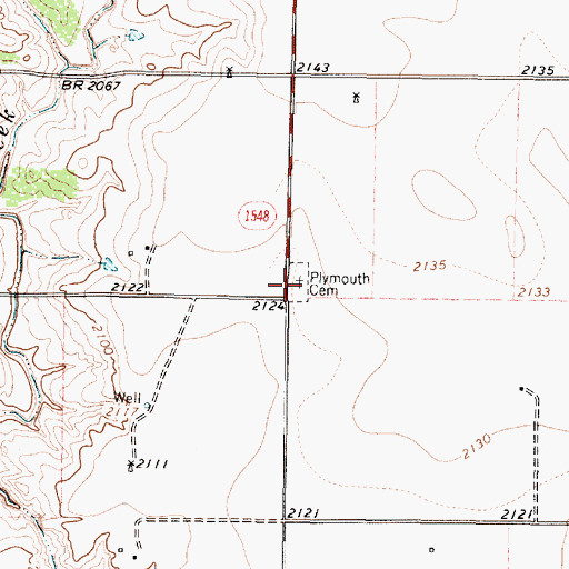 Topographic Map of Plymouth Cemetery, TX
