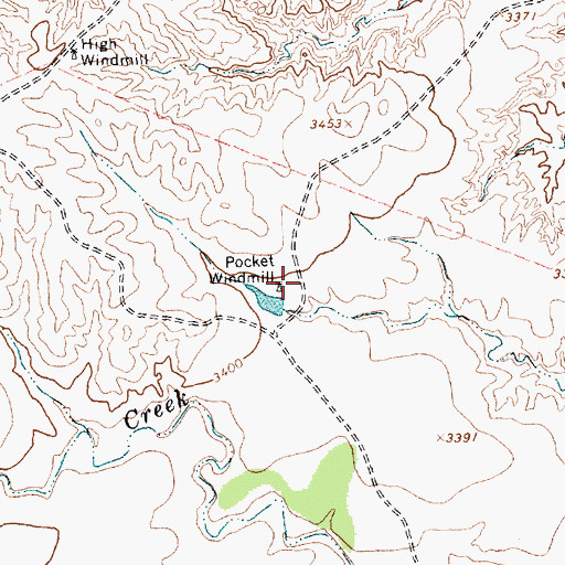 Topographic Map of Pocket Windmill, TX