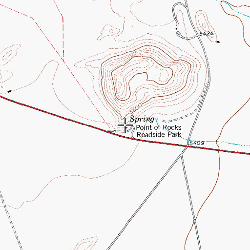 Topographic Map of Point of Rocks Roadside Park, TX