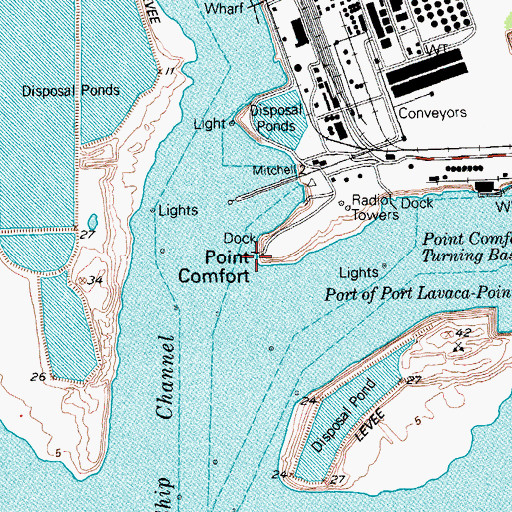 Topographic Map of Point Comfort, TX
