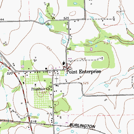 Topographic Map of Point Enterprise, TX