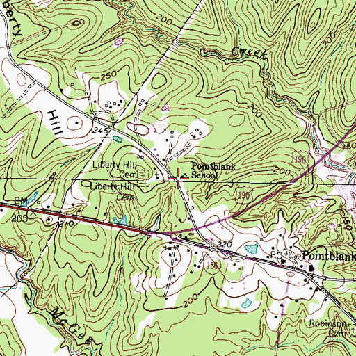 Topographic Map of Pointblank School, TX