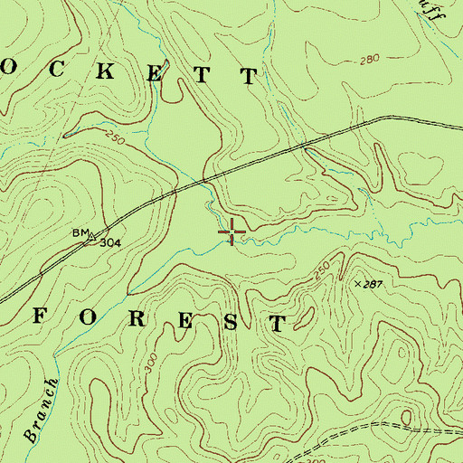 Topographic Map of Pole Branch, TX