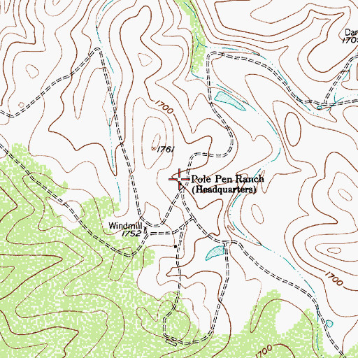 Topographic Map of Pole Pen Ranch, TX