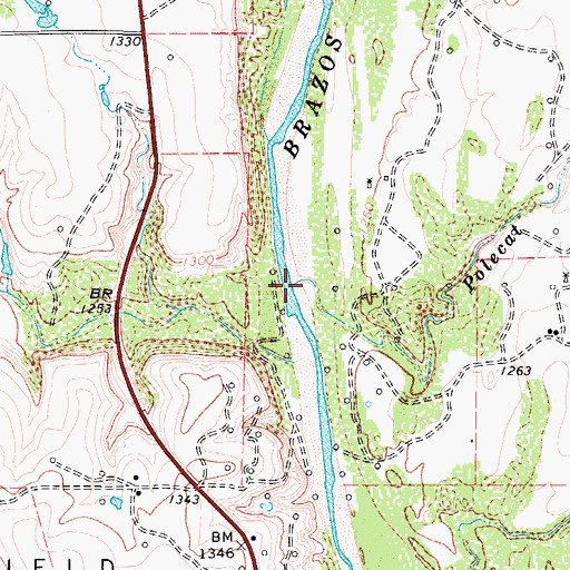 Topographic Map of Polecat Creek, TX