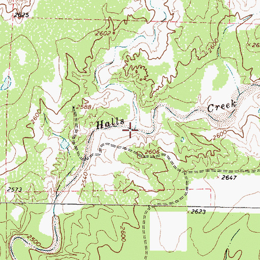 Topographic Map of Polecat Creek, TX