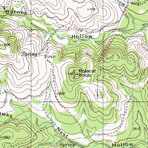 Topographic Map of Polecat Knob, TX